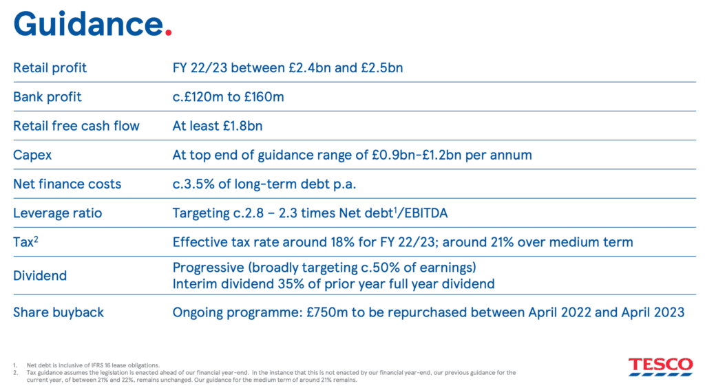 Tesco LON:TSCO Guidance