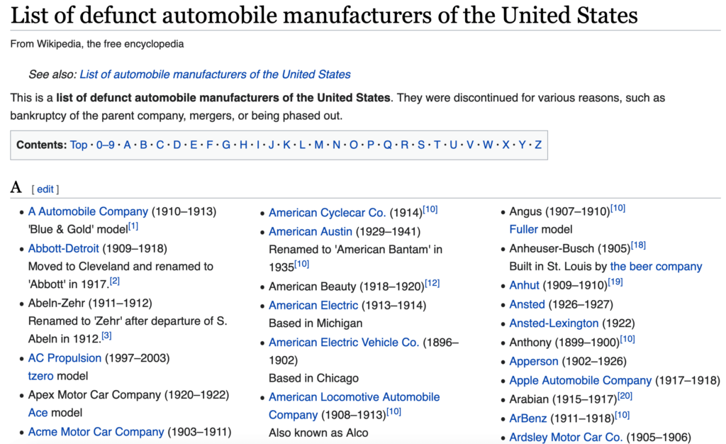 Defunct car manufacturers
