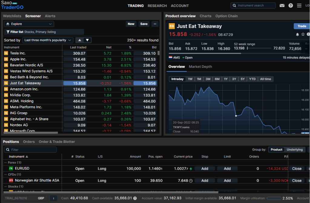 Saxo Markets Trading Platform