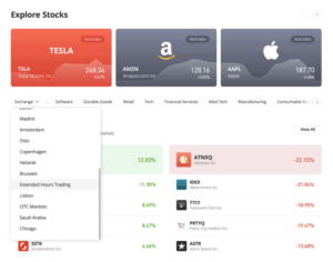 eToro Extended Hours Stocks