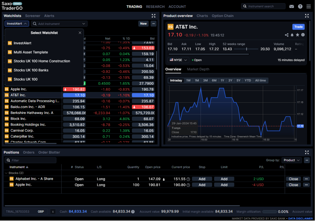 Saxo Trading Demo