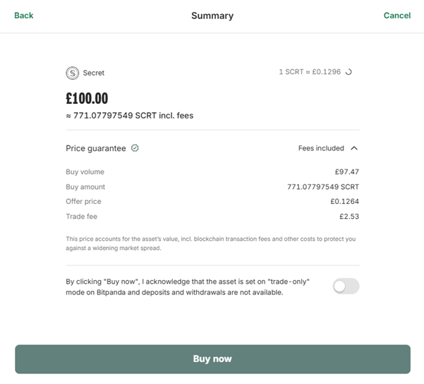 Bitpanda test pricing for review